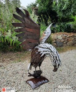 African fish eagle recycled metal