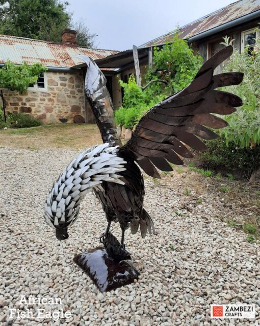 African fish eagle recycled metal