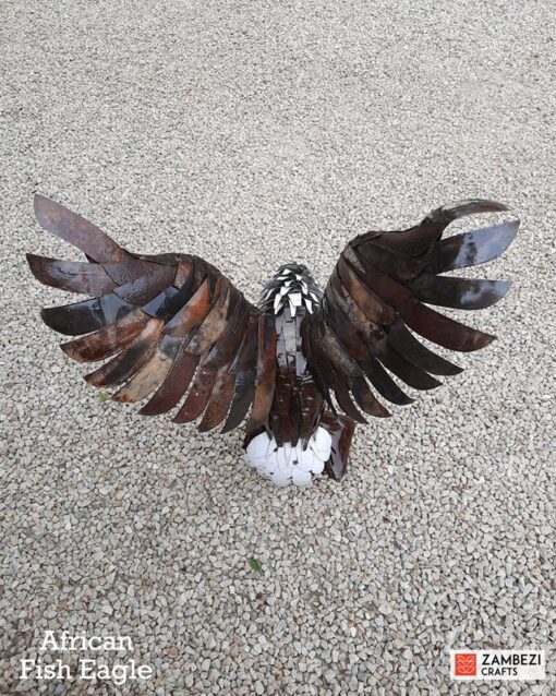 African fish eagle recycled metal