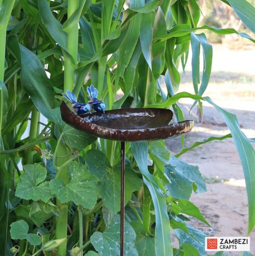 Recycled metal bird feeder blue wrens