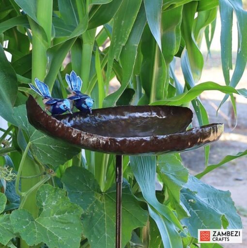 Recycled metal bird feeder blue wrens