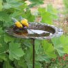 Recycled metal bird feeder yellow birds