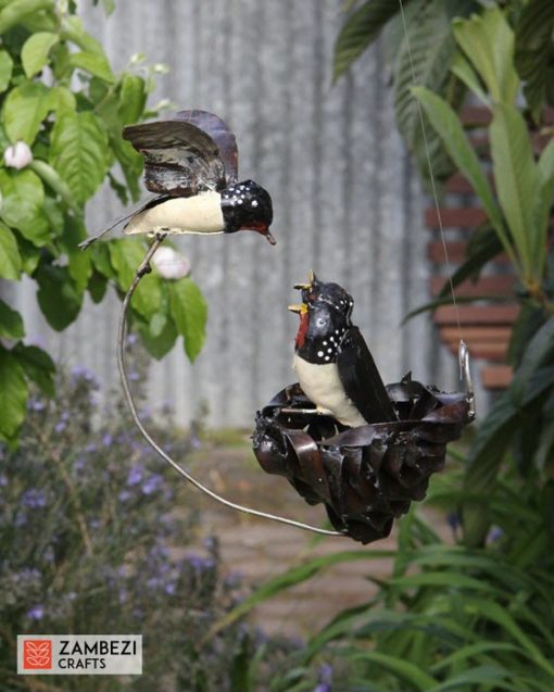 recycled metal bird nest