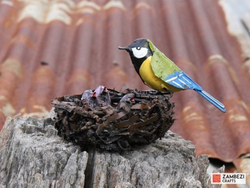 recycled metal bird nest