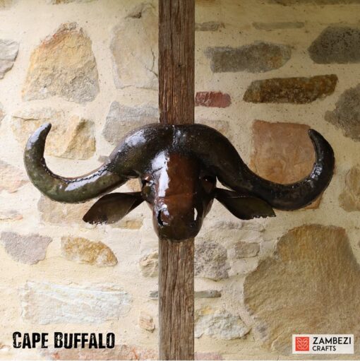recycled metal cape buffalo trophy