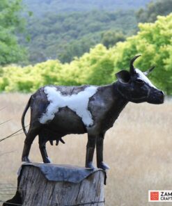 recycled metal cow