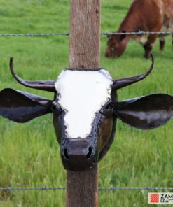 recycled metal cow trophy