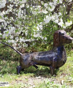 recycled metal dachshund dog