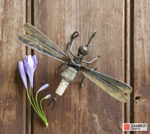 recycled metal dragonfly