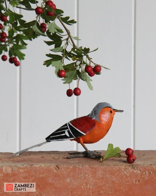 recycled metal robin