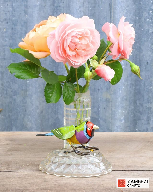 recycled metal gouldian finch