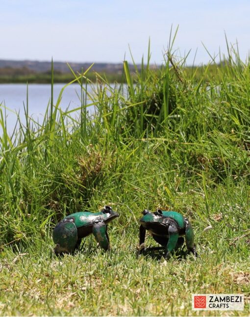 recycled metal frogs