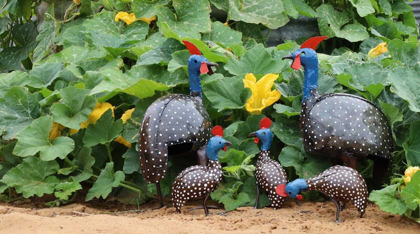 recycled metal guinea fowl
