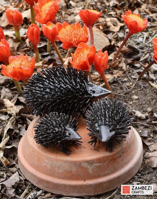 recycled metal hedgehogs