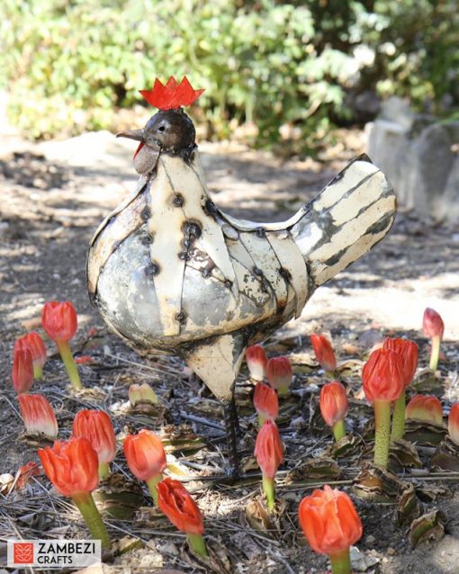 recycled metal hen