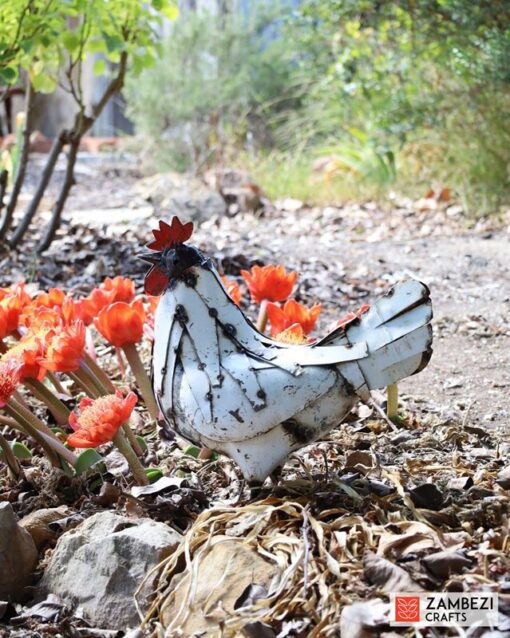 recycled metal hen