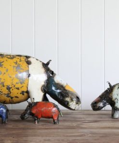 recycled metal hippos