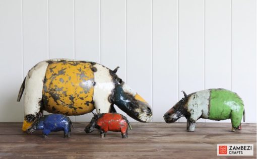 recycled metal hippos