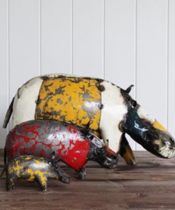 recycled metal hippos