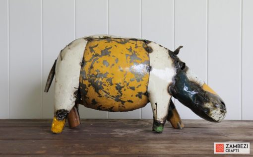 recycled metal hippos