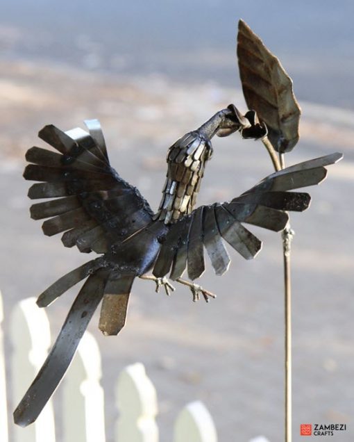 recycled metal hummingbird