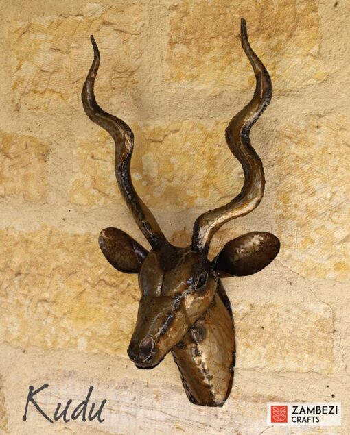 recycled metal kudu trophy