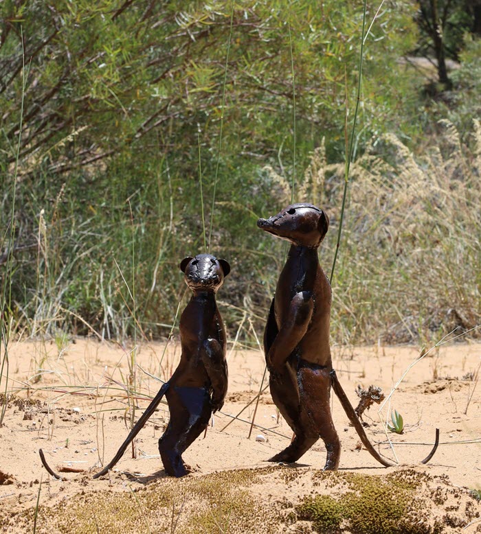 recycled metal meerkats