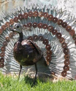 recycled metal peacocks