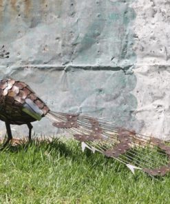 recycled metal peacocks