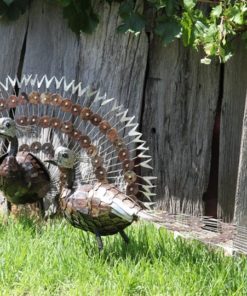 recycled metal peacocks