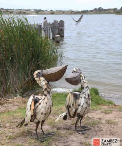 recycled metal pelicans