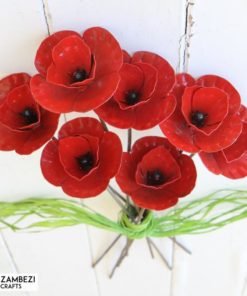 recycled metal flowers poppies