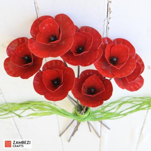 recycled metal flowers poppies