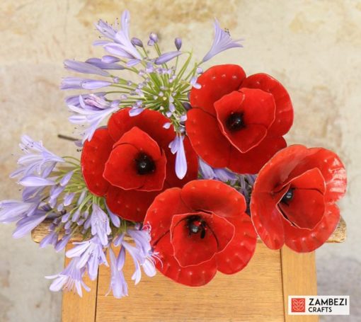 recycled metal flowers poppies