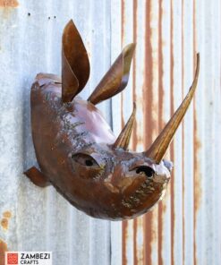 recycled metal rhino trophy