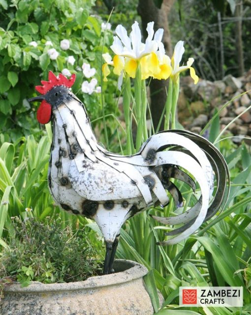 recycled metal rooster