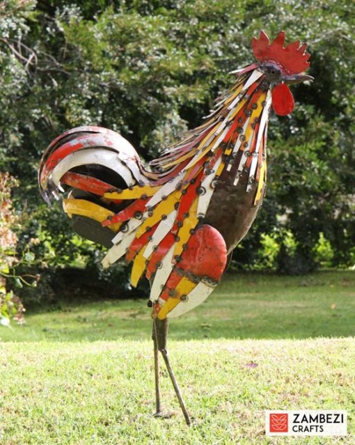 recycled metal rooster