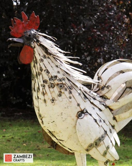 recycled metal rooster