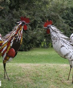 recycled metal roosters