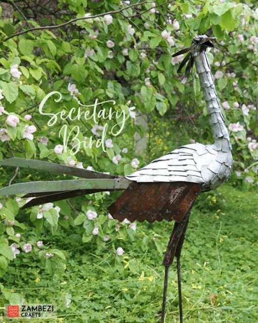 recycled metal secretary bird