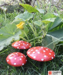 recycled metal toadstools