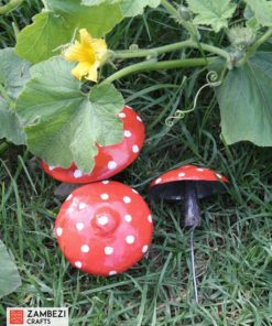 recycled metal toadstools