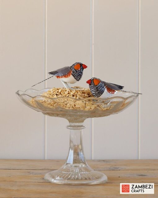 recycled metal zebra finch